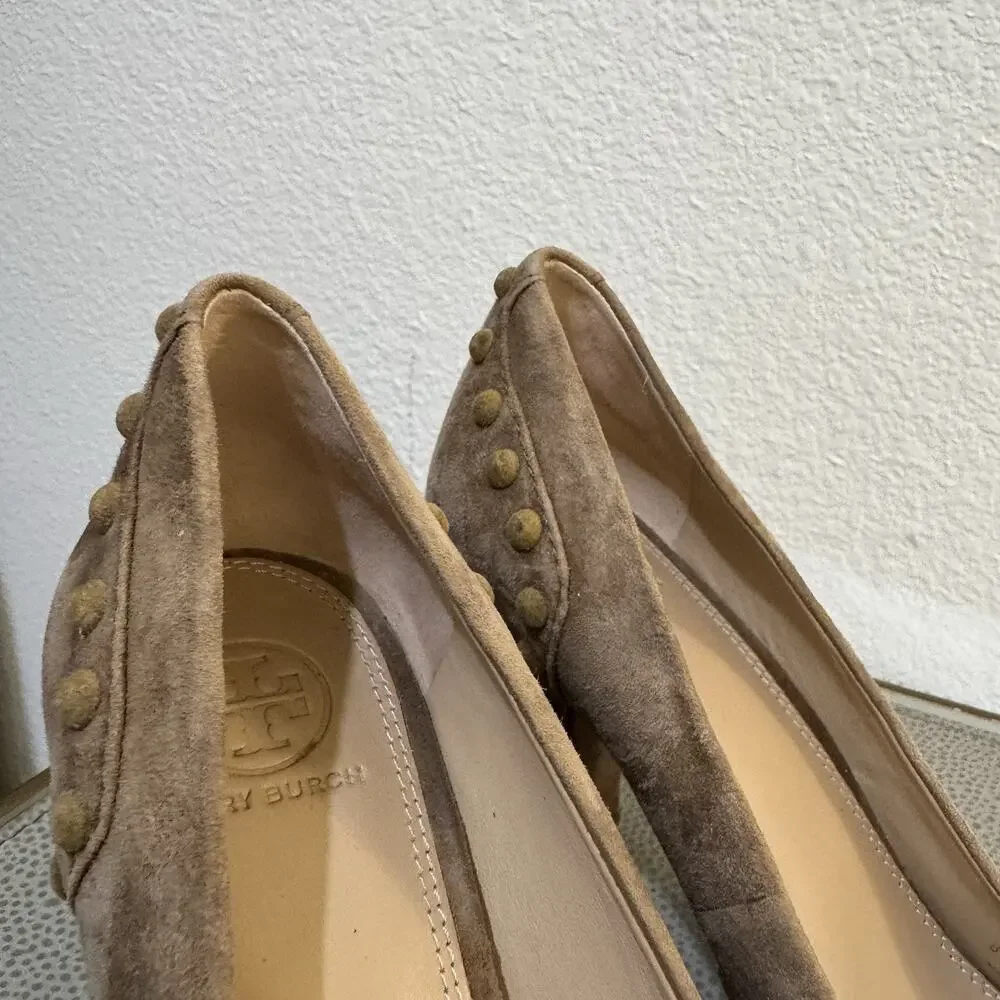 Tory Burch Brown Tan Colt 85mm Soho Suede Pump Sz 8.5 M